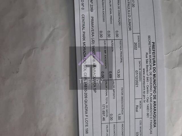 #TE0146 - Terreno em condomínio para Venda em Araraquara - SP