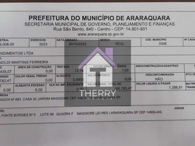 #TE0173 - Terreno em condomínio para Venda em Araraquara - SP